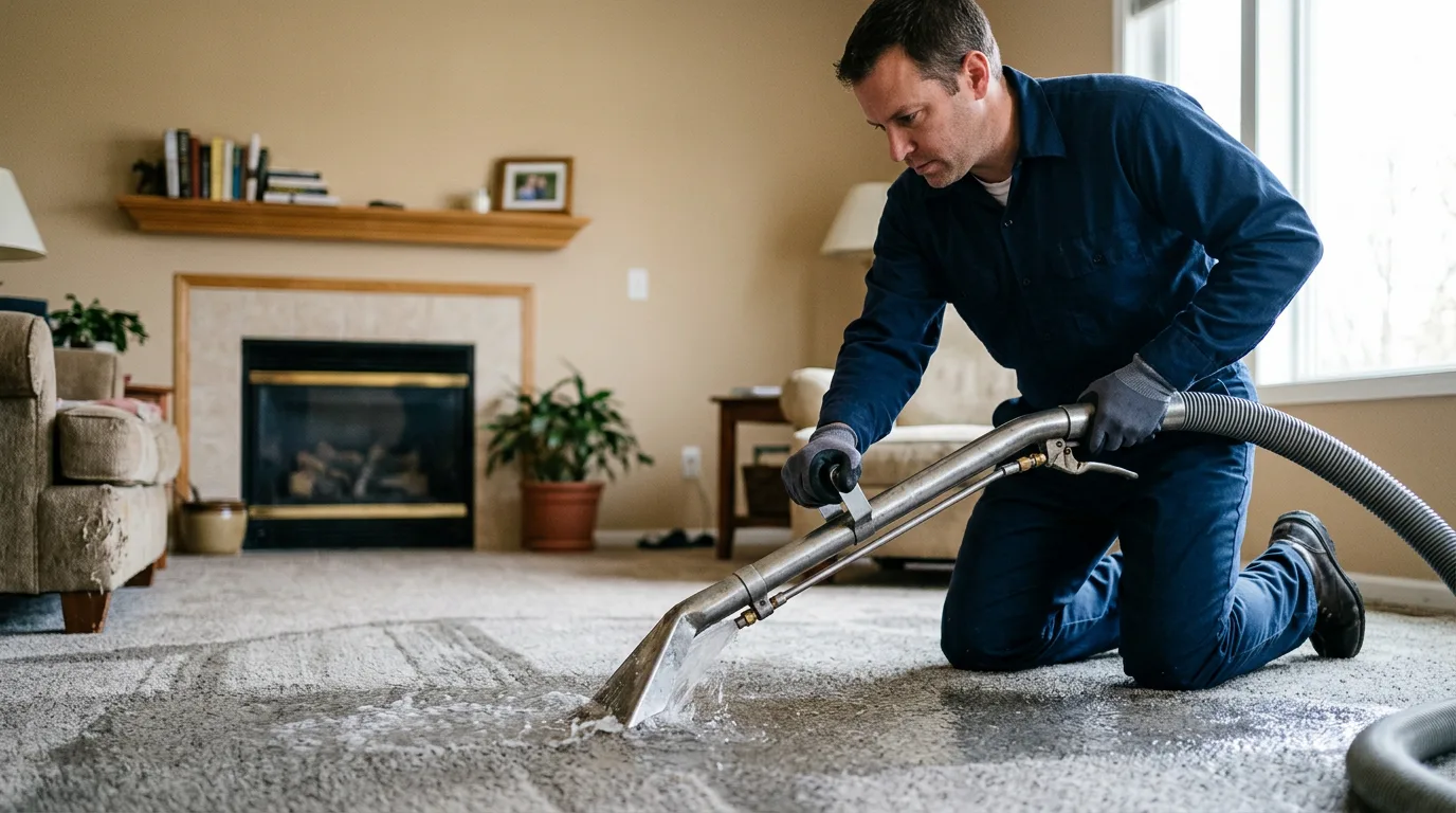 Water damage restoration technician working near Liberty, TX